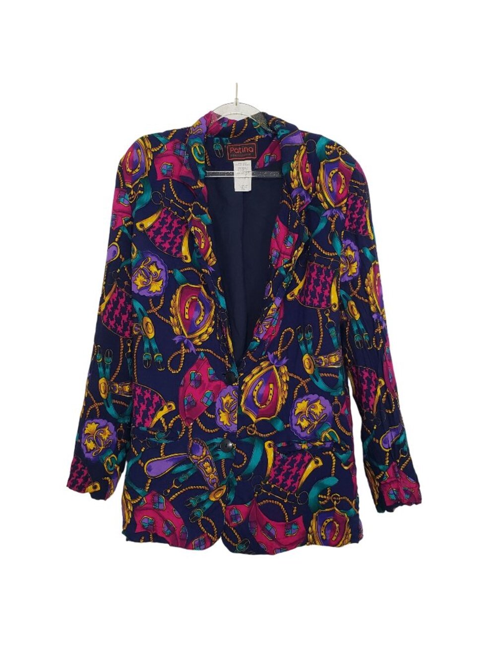 Vintage Equestrian Blazer Colorful Western 2 Button Jacket Womens Size Small